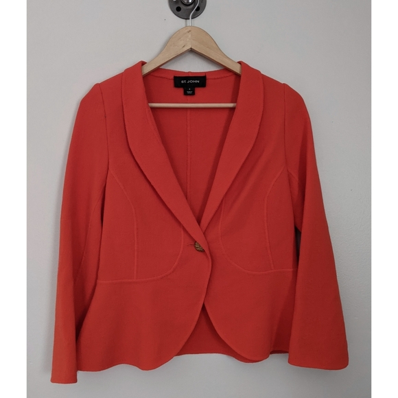 St. John Orange One Button Blazer Size 8
